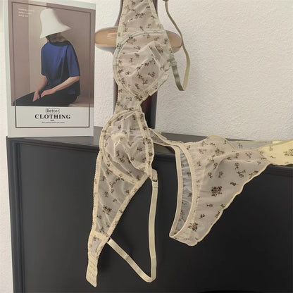 Floral Lace Underwire Lingerie Set – Ultra Thin Bra