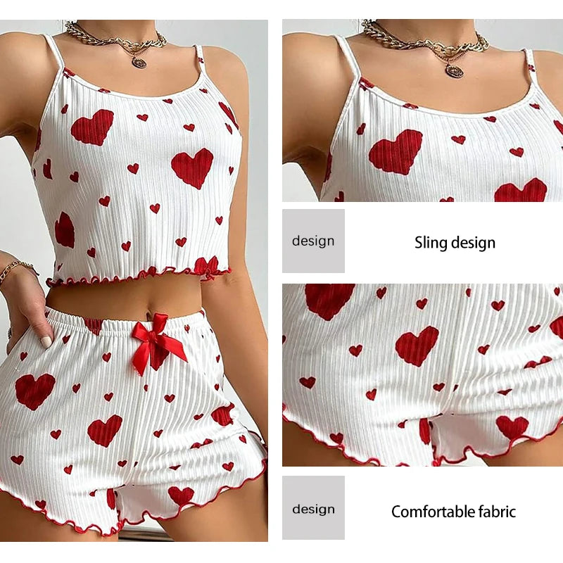 Women’s Summer Pajama Set Sleeveless Tank And Shorts