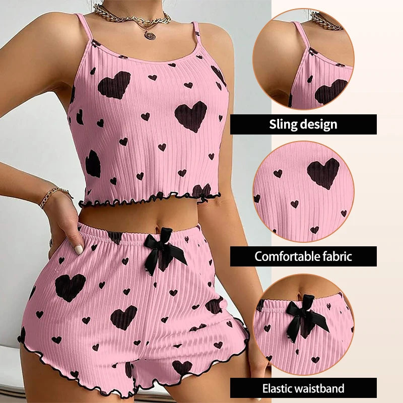 Women’s Summer Pajama Set Sleeveless Tank And Shorts