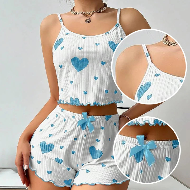 Women’s Summer Pajama Set Sleeveless Tank And Shorts