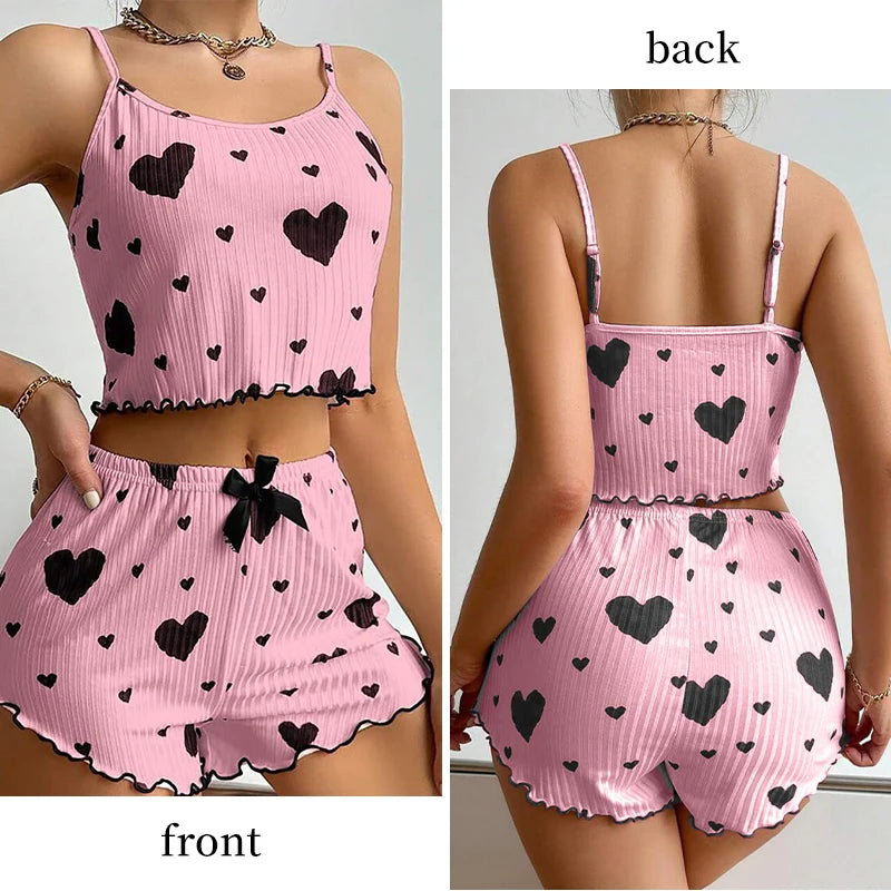 Women’s Summer Pajama Set Sleeveless Tank And Shorts