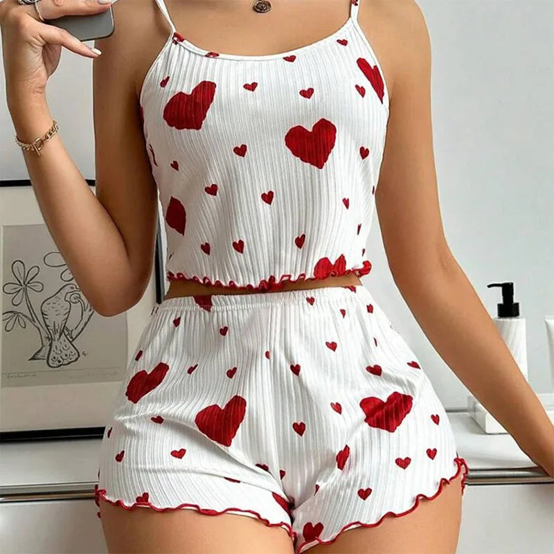 Women’s Summer Pajama Set Sleeveless Tank And Shorts
